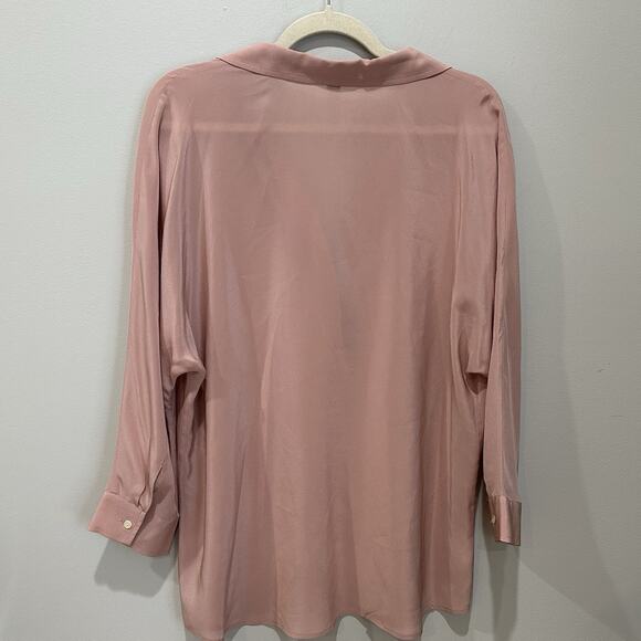 Ann Taylor Pink Mauve 100% Silk Long Sleeve‎ V Neck Blouse Womens Size 14 - Picture 5 of 6